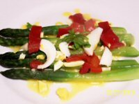 Asparagus with Egg and Roasted Peppers Recipe