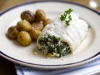 Cod Croisettes with Baked New Potatoes Recipe