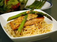 Pan Fried Salmon with Spaghettini Pesto Recipe