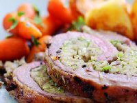 Roast Breast of Lamb with Leek and Chestnut Stuffing