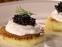 Crisp Potato Cakes with Goats Cheese and Caviar