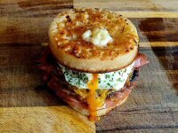 English Breakfast Crumpet Burger Recipe