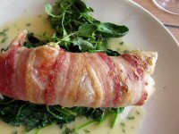Monk Fish in Bacon with Parsley Cream