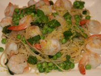 Prawn and Peas on Capellini Prawn and Peas on Capellini