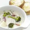 Broccoli Chowder with Garlic & Cheddar Toasts